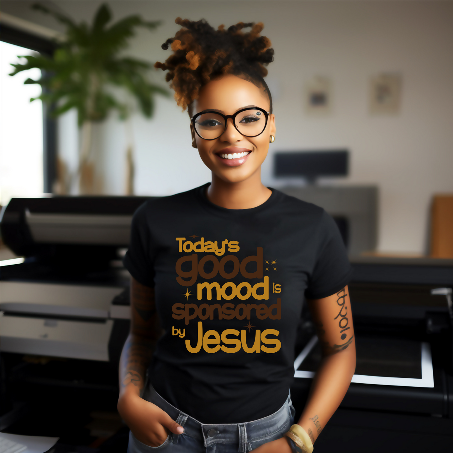 "Today's Good Mood Is Sponsored by Jesus" T-Shirt - S & M Unique Shirts, LLC