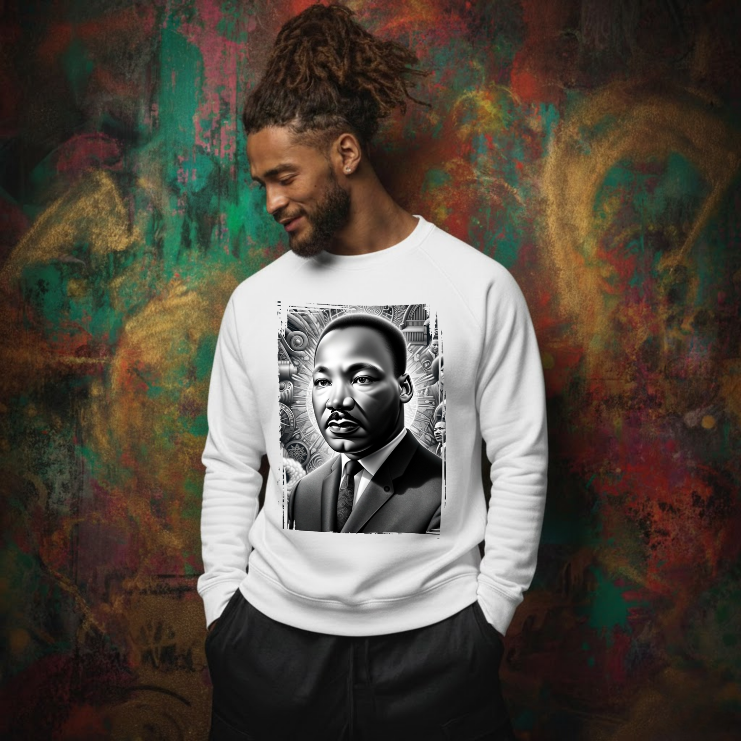 Martin Luther King Jr. "Timeless Vision" – Black & White Artistic Sweatshirt