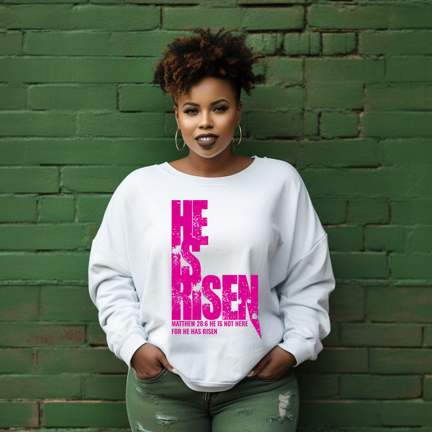 "He Is Risen Sweatshirt | Christian Easter Crewneck | Faith-Based Jesus Sweater" - S & M Unique Shirts, LLC