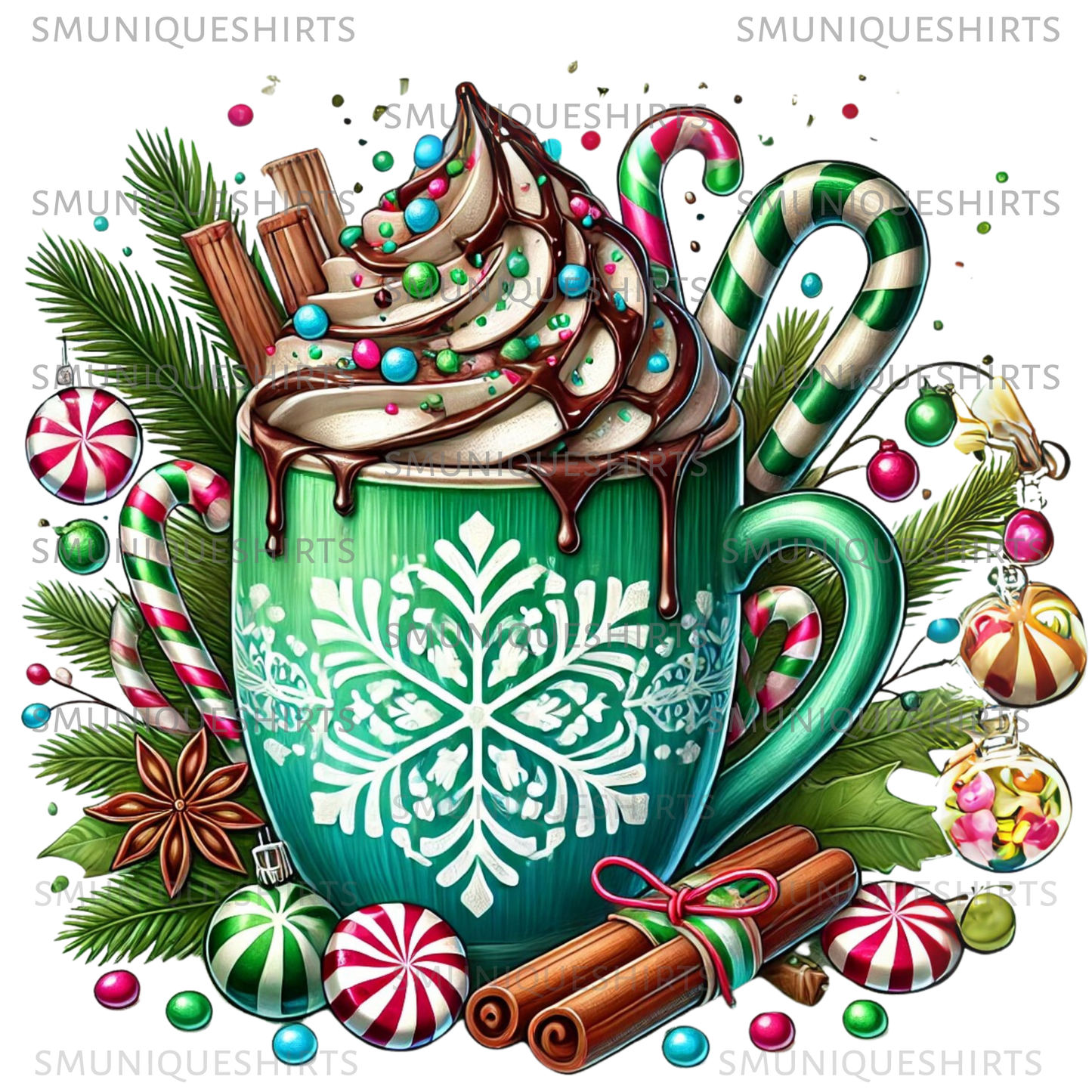 Festive Hot Cocoa Christmas Tumbler | 20oz Stainless Steel Holiday Travel Mug | Cute Candy Cane Coffee Cup | Christmas Gift for Her