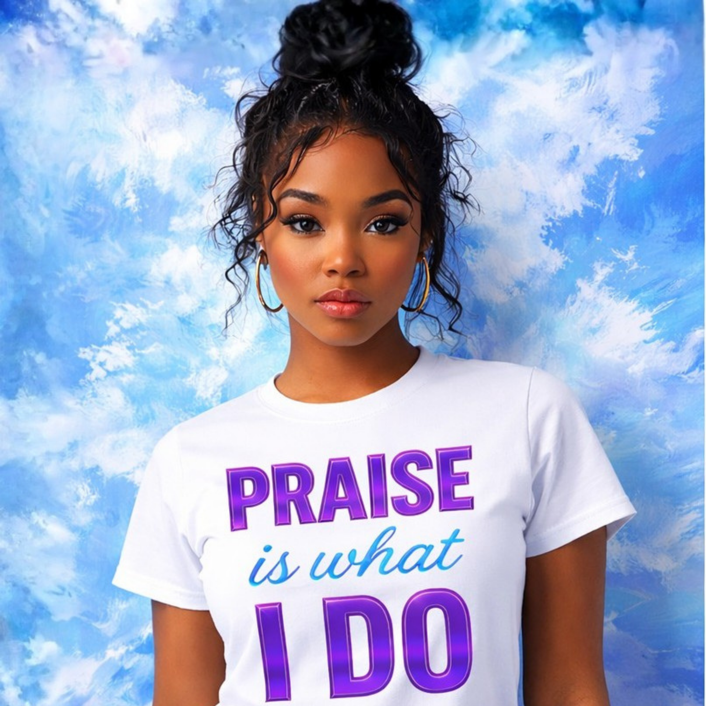 Praise Is What I Do T-Shirt | Women's Christian Graphic Tee | Metallic Purple Faith Apparel | Religious Top | Worship Shirt