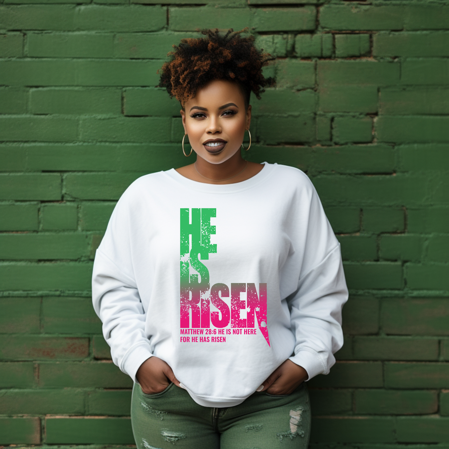 "He Is Risen Sweatshirt | Christian Easter Crewneck | Faith-Based Jesus Sweater" - S & M Unique Shirts, LLC