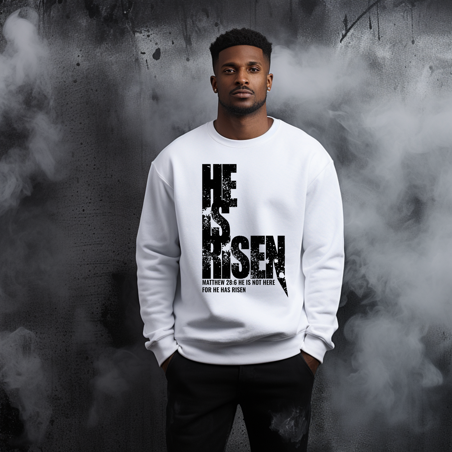 "He Is Risen Sweatshirt | Christian Easter Crewneck | Faith-Based Jesus Sweater" - S & M Unique Shirts, LLC