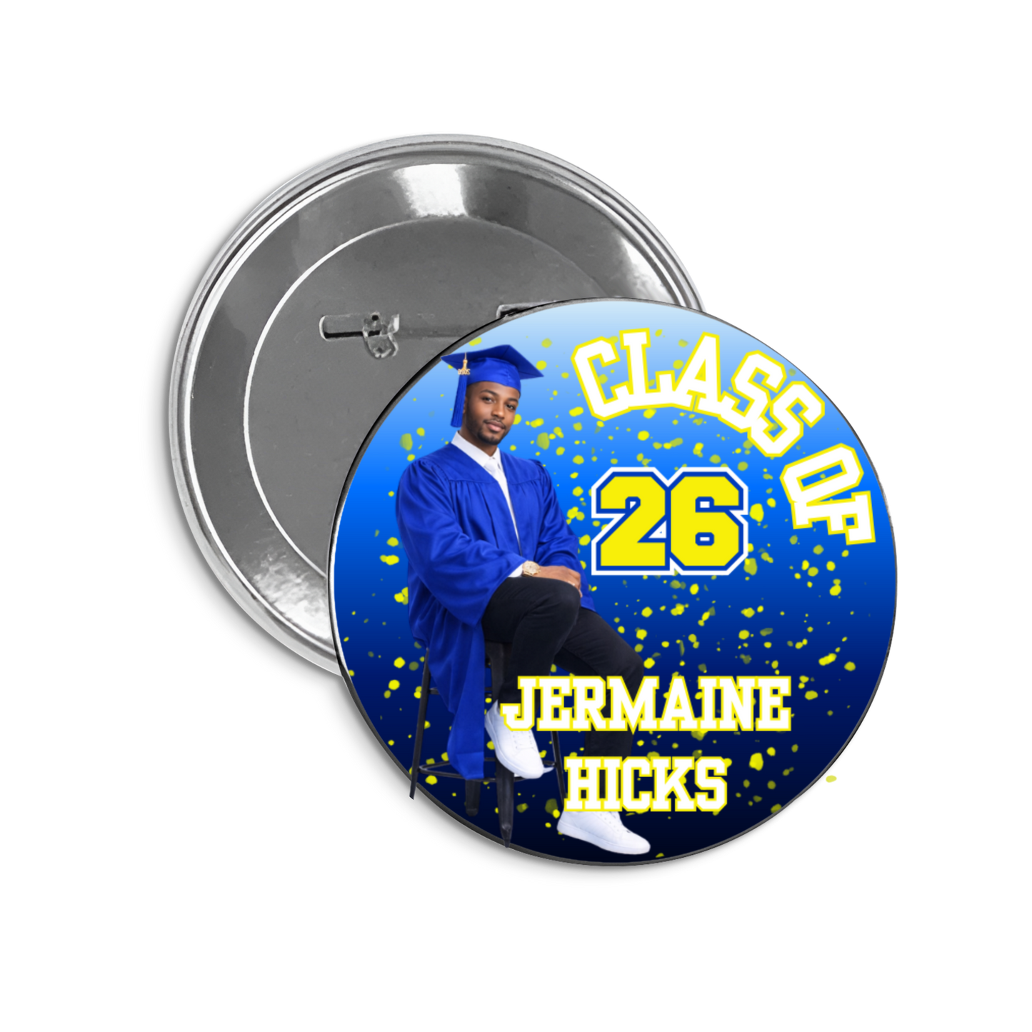 Custom Graduation Photo Button | Class of 2026 Senior Party Favor | Personalized Photo Pin | Custom School Colors | Graduation Decor