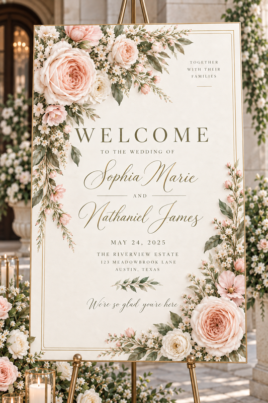 The Blush Romance Wedding Stationery & Welcome Sign Suite