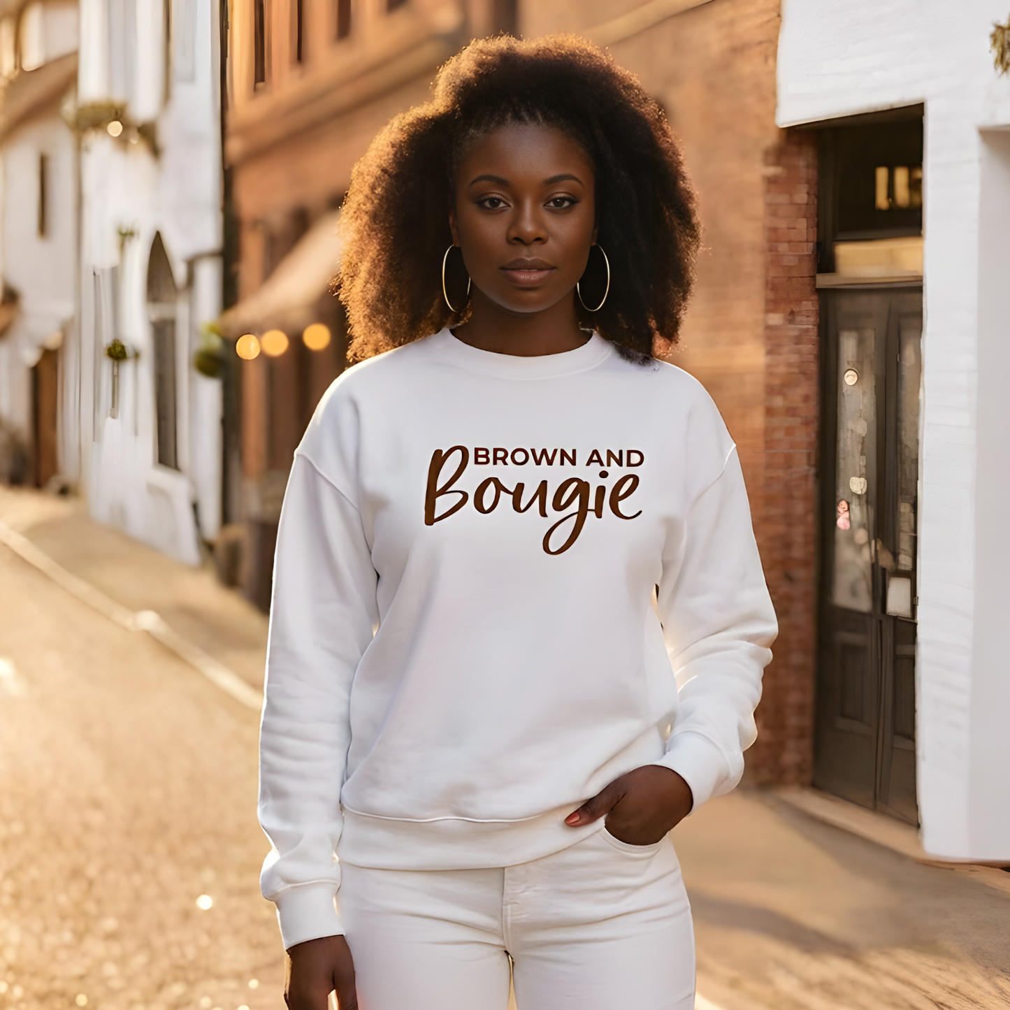Brown and Bougie Sweatshirt | Melanin Crewneck | Sassy Quote Top | Black Girl Magic Gift | Empowerment Apparel | Trendy Graphic Sweater