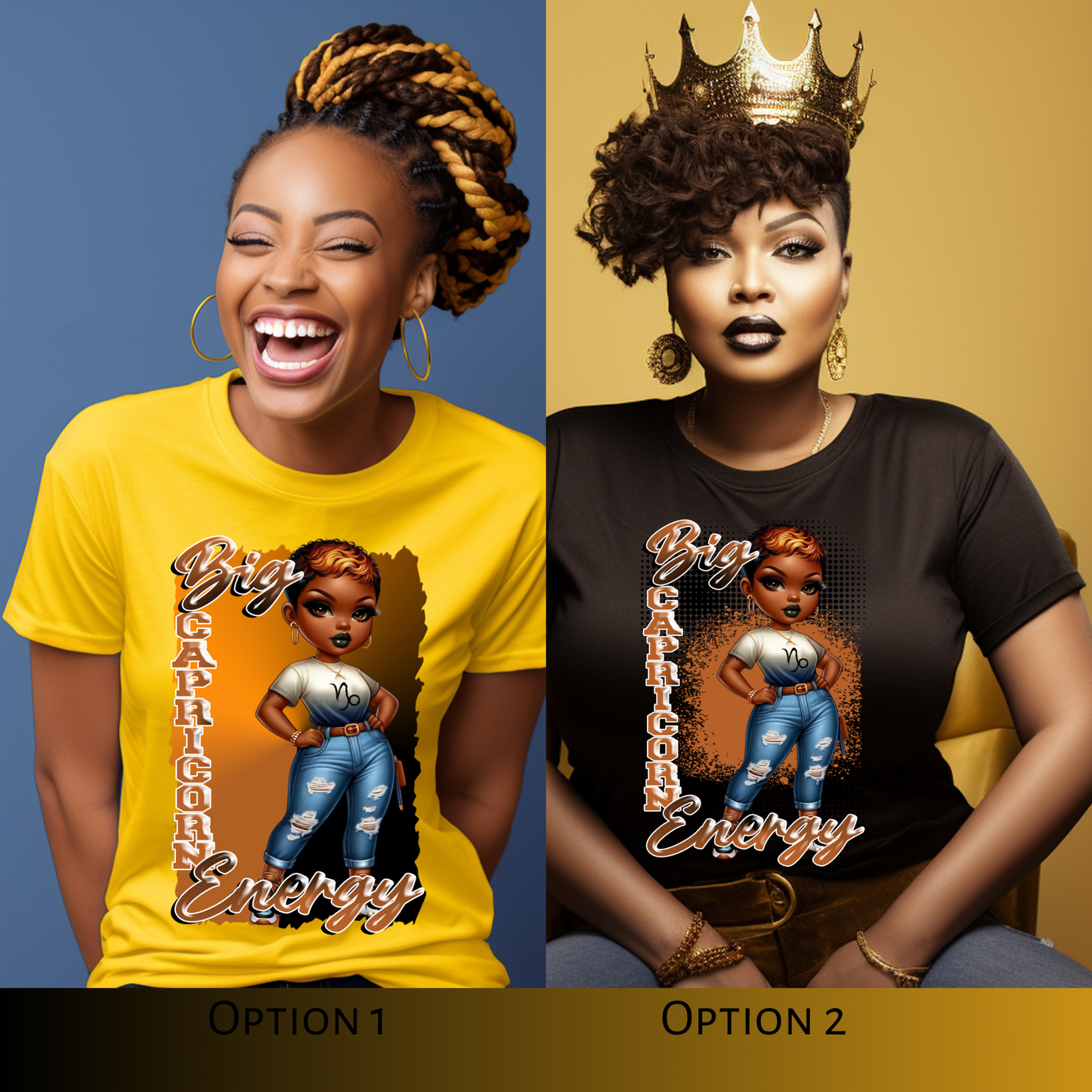 Big Capricorn Energy Birthday T-Shirt | Afro Woman Zodiac Tee | Capricorn Season Shirt - S & M Unique Shirts, LLC