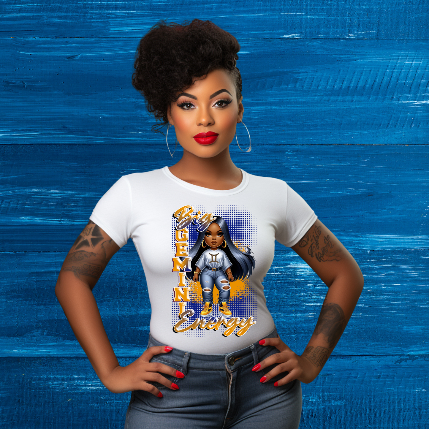Big Gemini Energy Birthday T-Shirt | Afro Woman Zodiac Tee | Gemini Season Shirt - S & M Unique Shirts, LLC