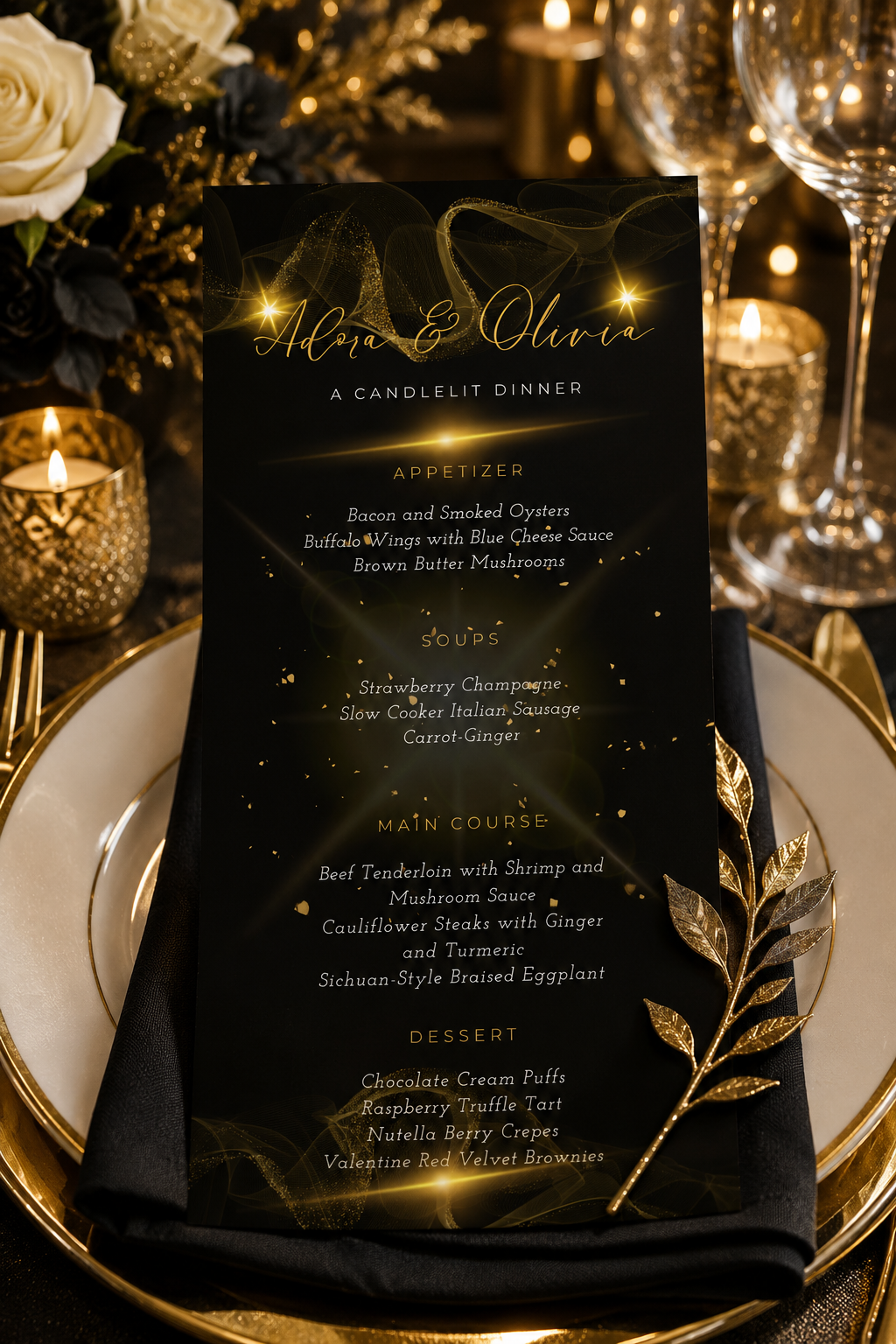 Glamorous Wedding Menu 4x9
