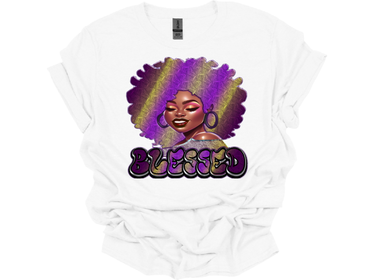 Purple and Gold Afro Blessed Lady