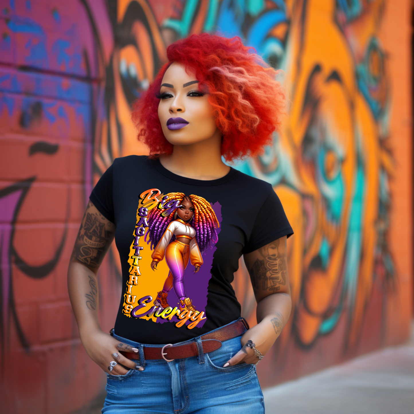 Big Sagittarius Energy Birthday T-Shirt | Afro Woman Zodiac Tee | Sagittarius Season Shirt - S & M Unique Shirts, LLC