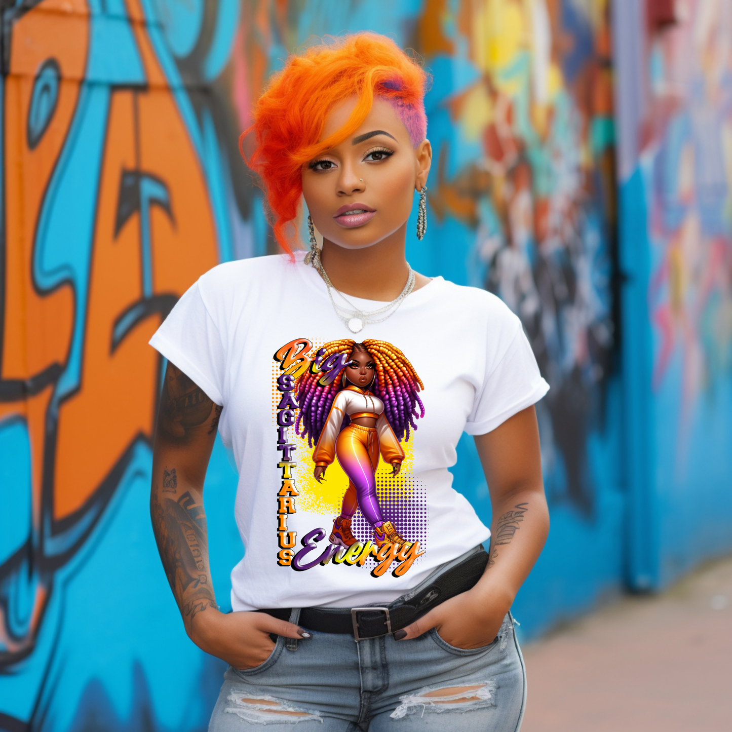 Big Sagittarius Energy Birthday T-Shirt | Afro Woman Zodiac Tee | Sagittarius Season Shirt - S & M Unique Shirts, LLC