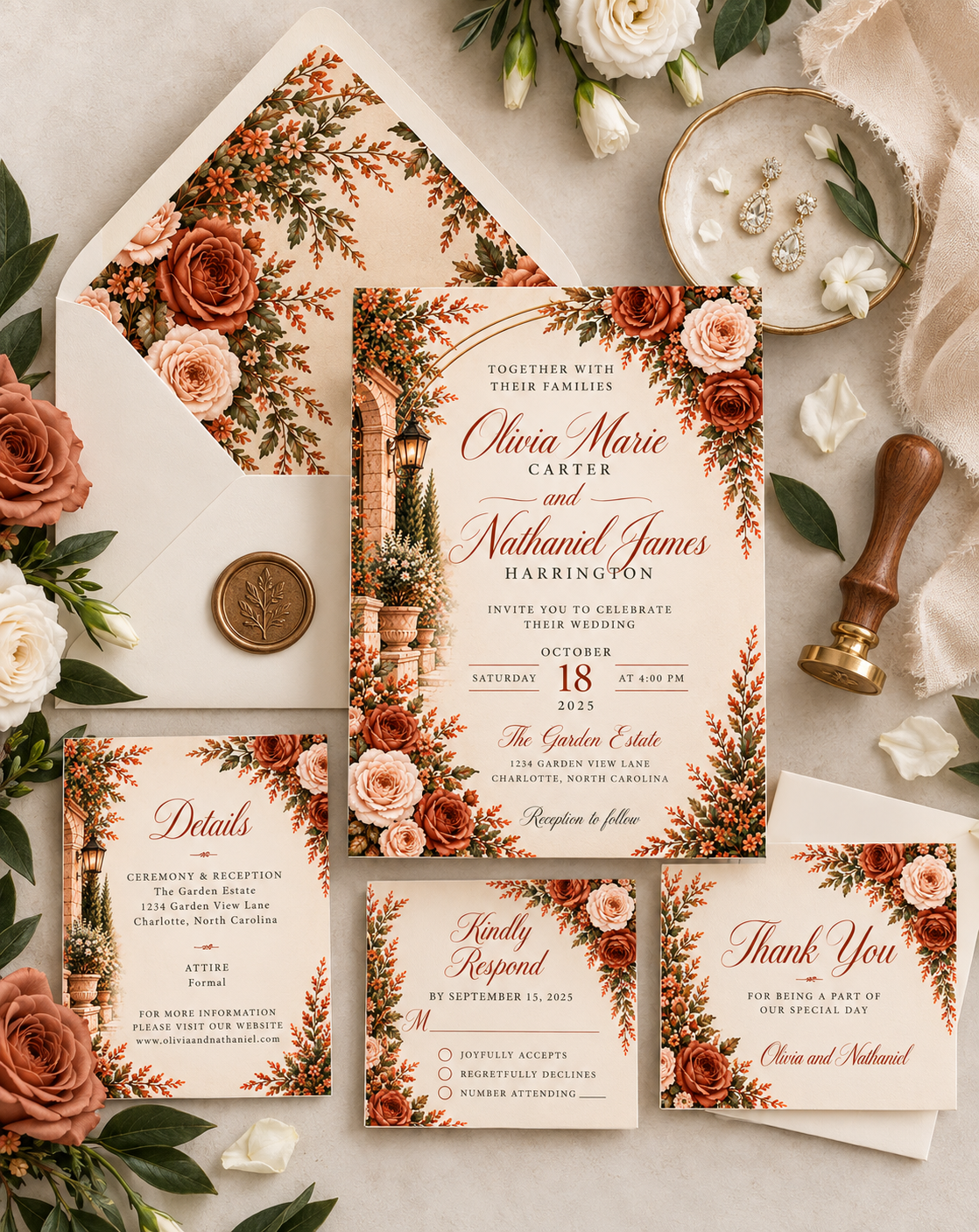 The Terracotta Garden Collection Wedding Stationery Suite