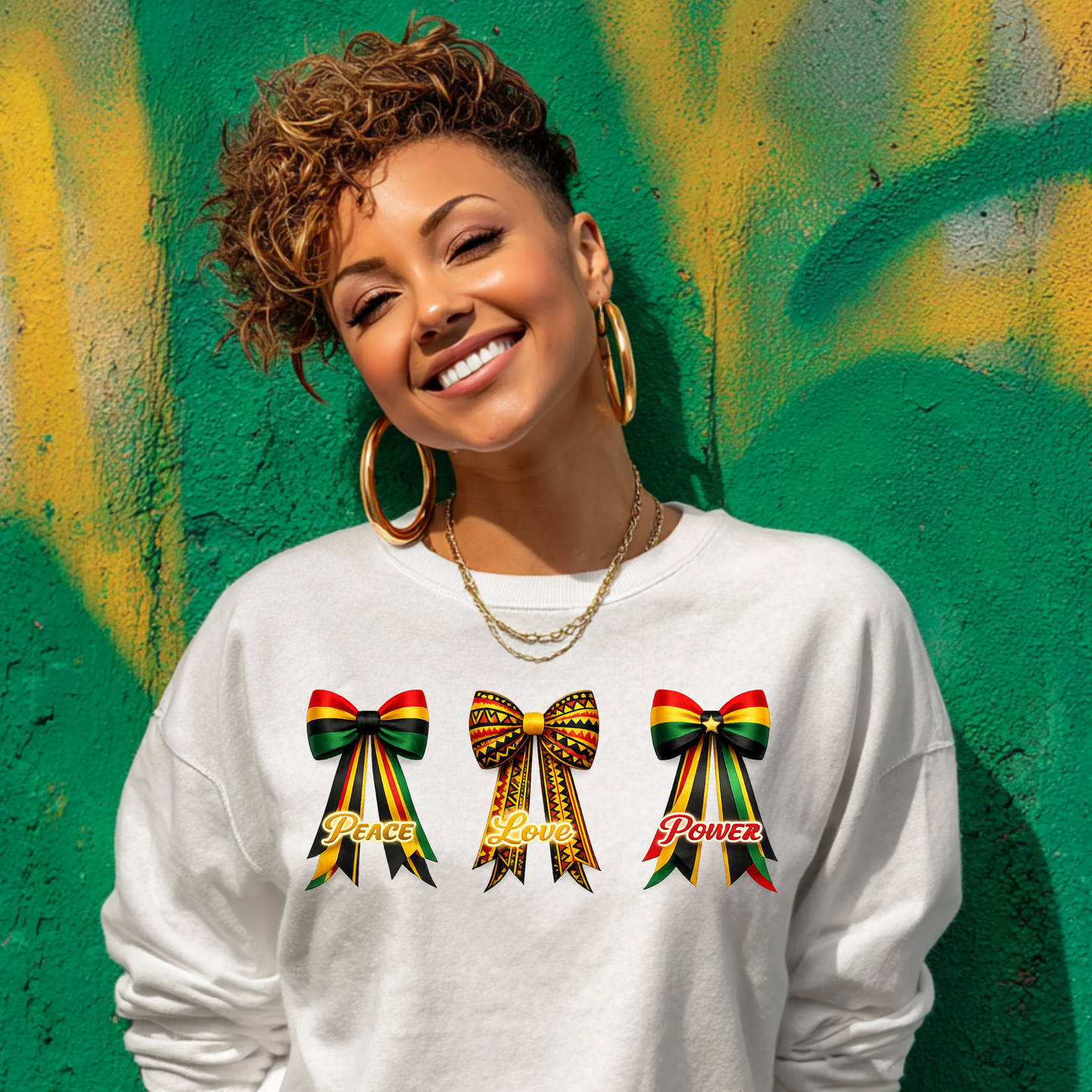 Peace Love Power Bows – Black History Month Premium Sweatshirt
