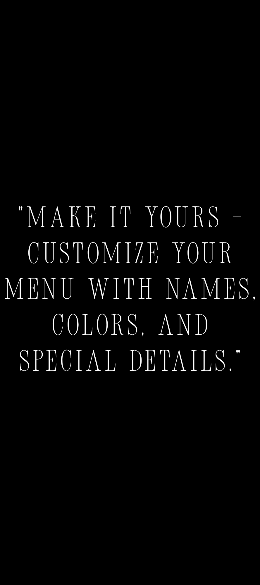 Design Your Own Wedding Menu Black Cardstock 4x9