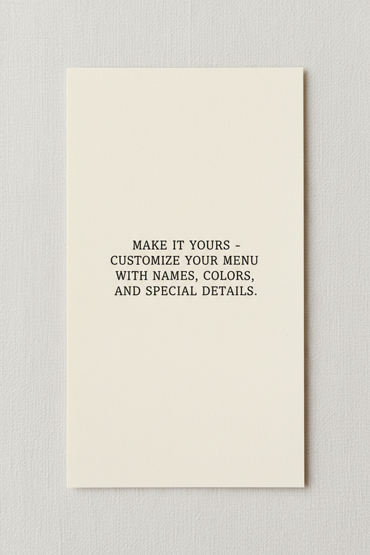 Design Your Own Wedding Menu 4x9 - Matte Cream Cardstock 100LB