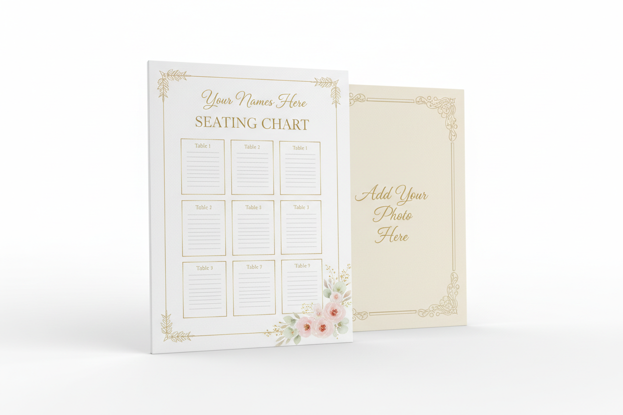 Design Your Own Wedding Seating Chart double side mockup
