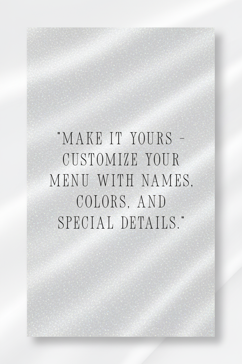 Design Your Own Wedding Menu 4x9 - LuxPaper Crystal Metallic 105LB