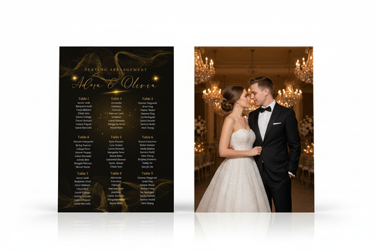 Glamorous Wedding Seating Chart double side front and back mockup