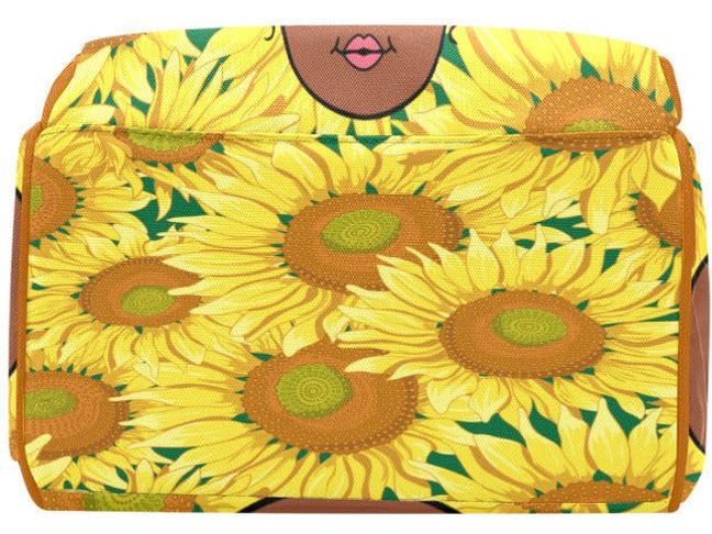 Custom Afro Girl with Sunflower Bows Diaper Bag - smuniqueshirts