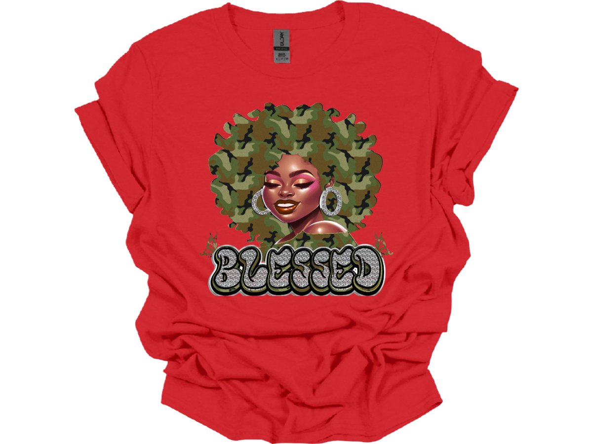 Camouflage Blessed Lady with butterflies - smuniqueshirts