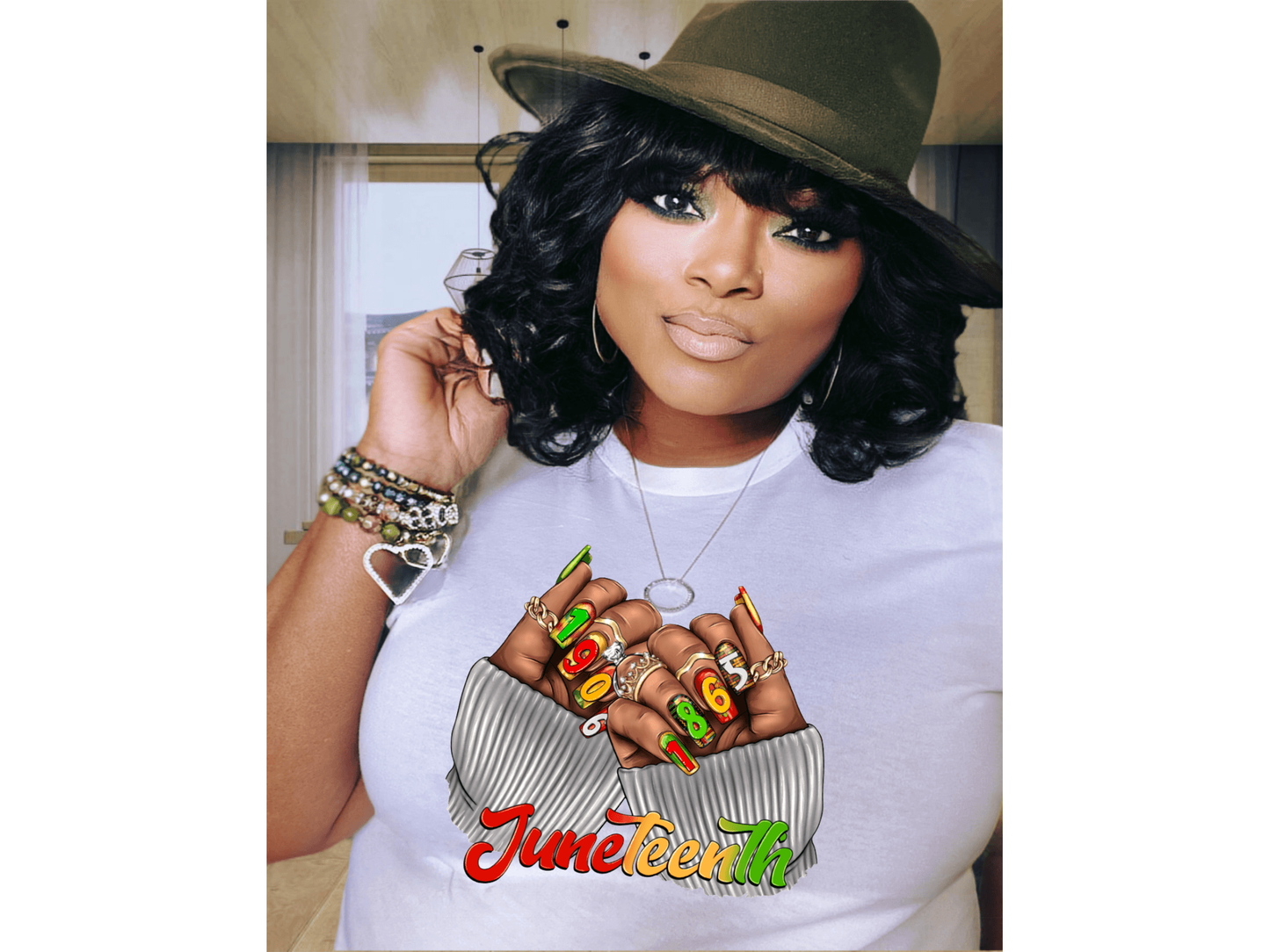 Juneteenth Black Woman Nails T-Shirt