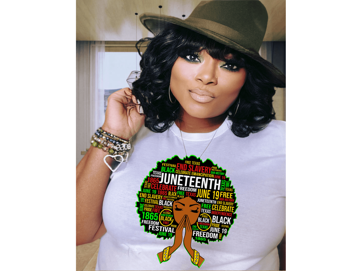 Juneteenth Afro Woman T-Shirt