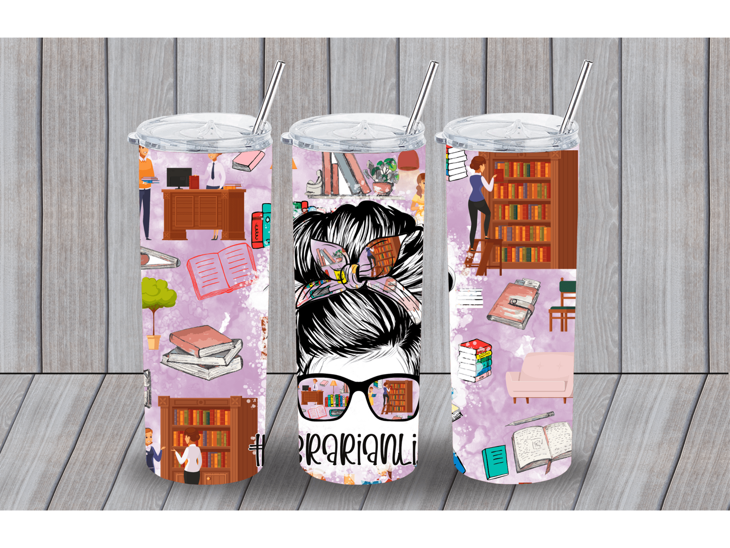 #librarian Messy Bun Fashion Style Tumbler - smuniqueshirts