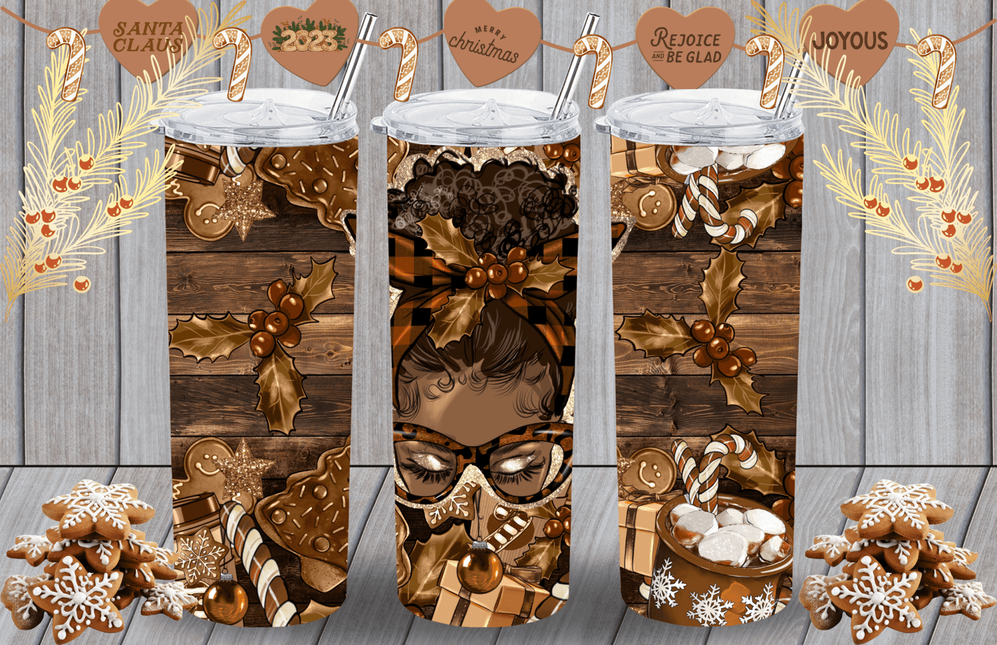 Christmas Messy Bun Tumbler - smuniqueshirts
