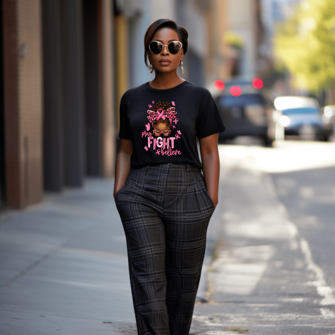 Pray Fight Believe Breast Cancer Awareness Shirt (Short or Long-Sleeve) - smuniqueshirts