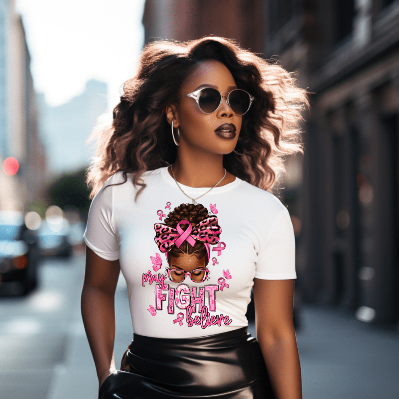 Pray Fight Believe Breast Cancer Awareness Shirt (Short or Long-Sleeve) - smuniqueshirts