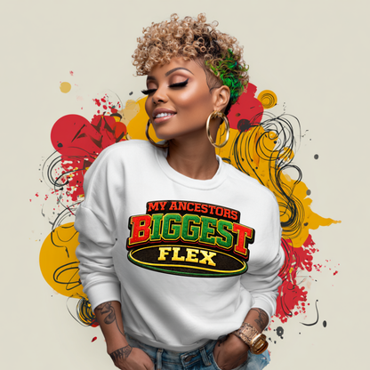 My Ancestors Biggest Flex – Retro Patch-Style Premium Sweatshirt
