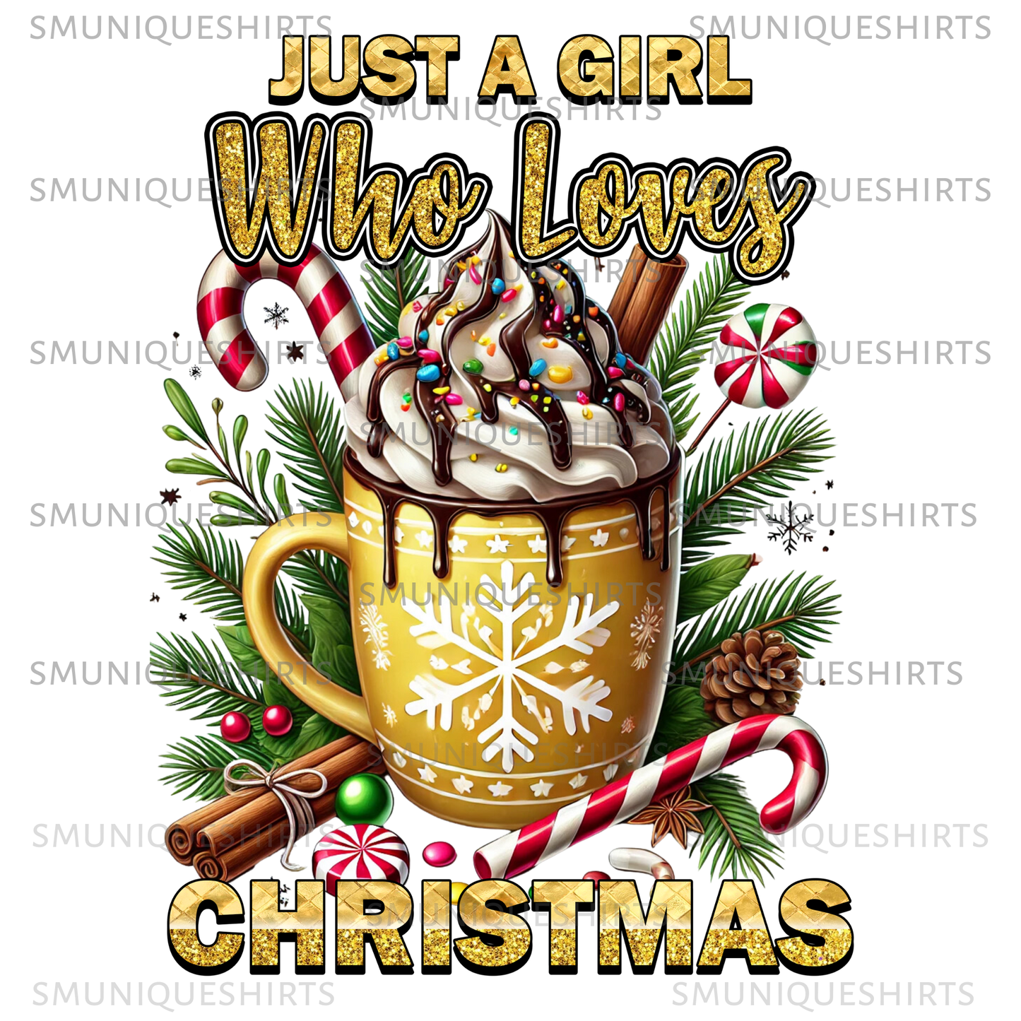 Just a Girl Who Loves Christmas Sweatshirt | Cute Holiday Shirt for Women | Festive Hot Cocoa Graphic Tee | Christmas Gift Idea