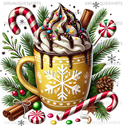 Festive Hot Cocoa Christmas Tumbler | 20oz Stainless Steel Holiday Travel Mug | Cute Candy Cane Coffee Cup | Christmas Gift for Her