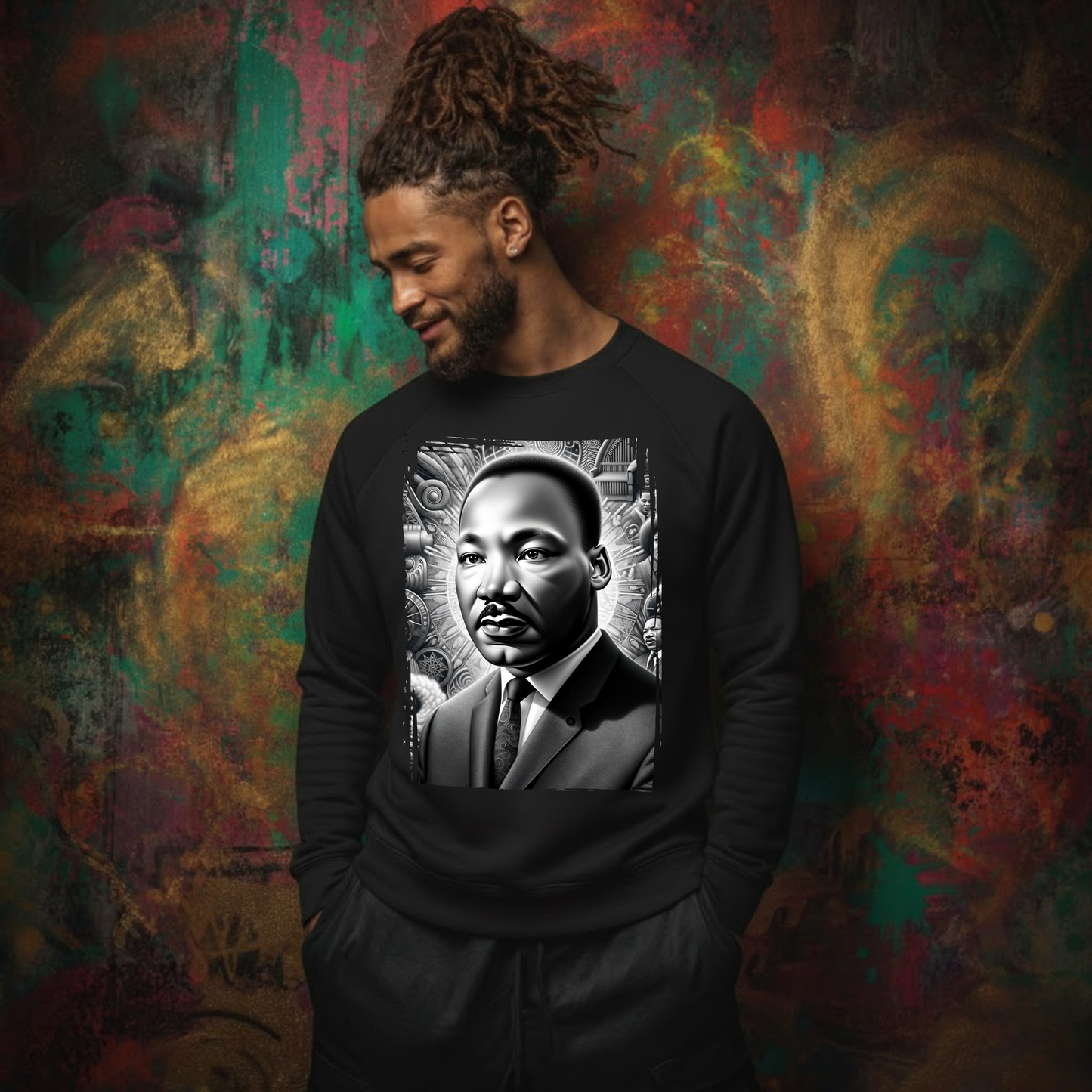 Martin Luther King Jr. "Timeless Vision" – Black & White Artistic Sweatshirt
