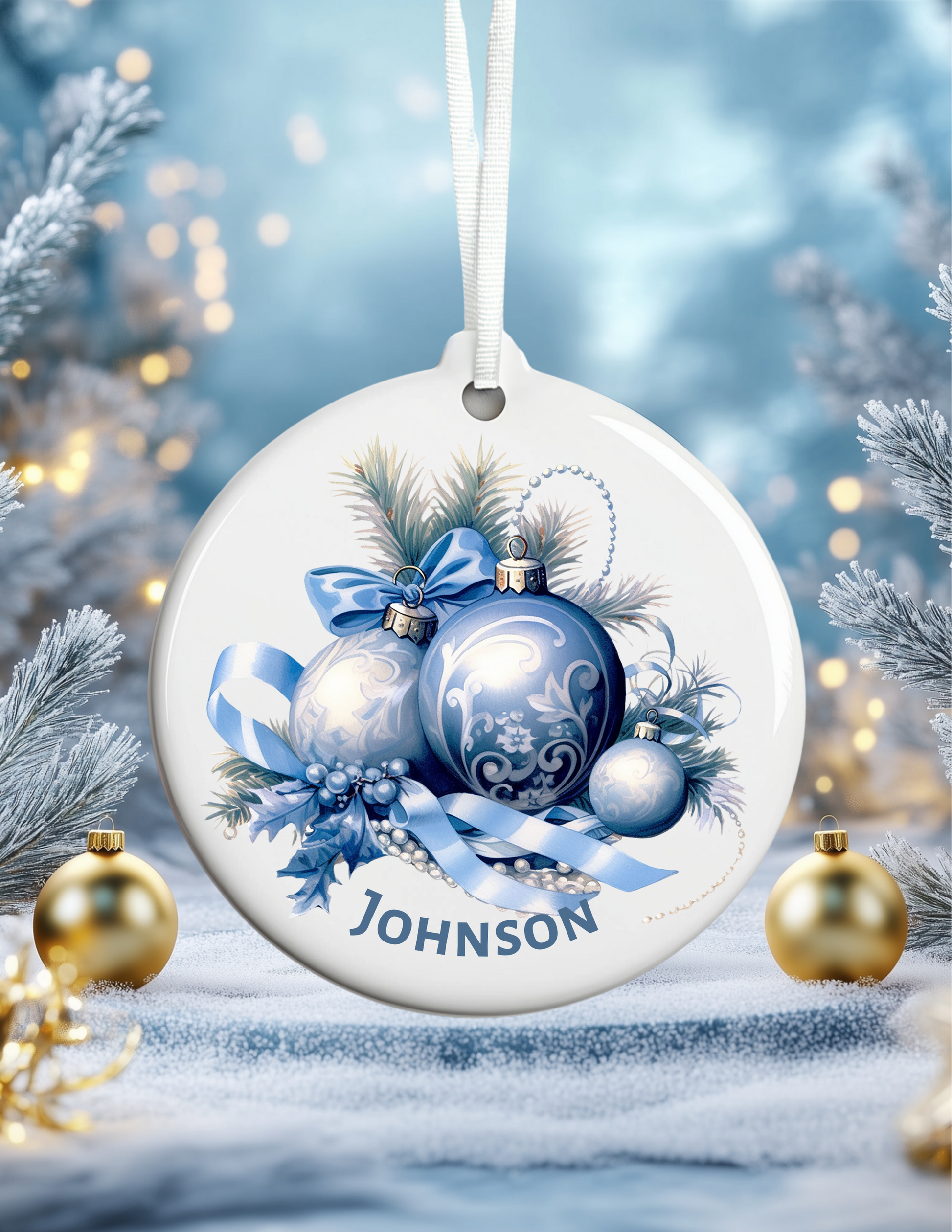 Personalized Family Name Christmas Ornament - S & M Unique Shirts, LLC