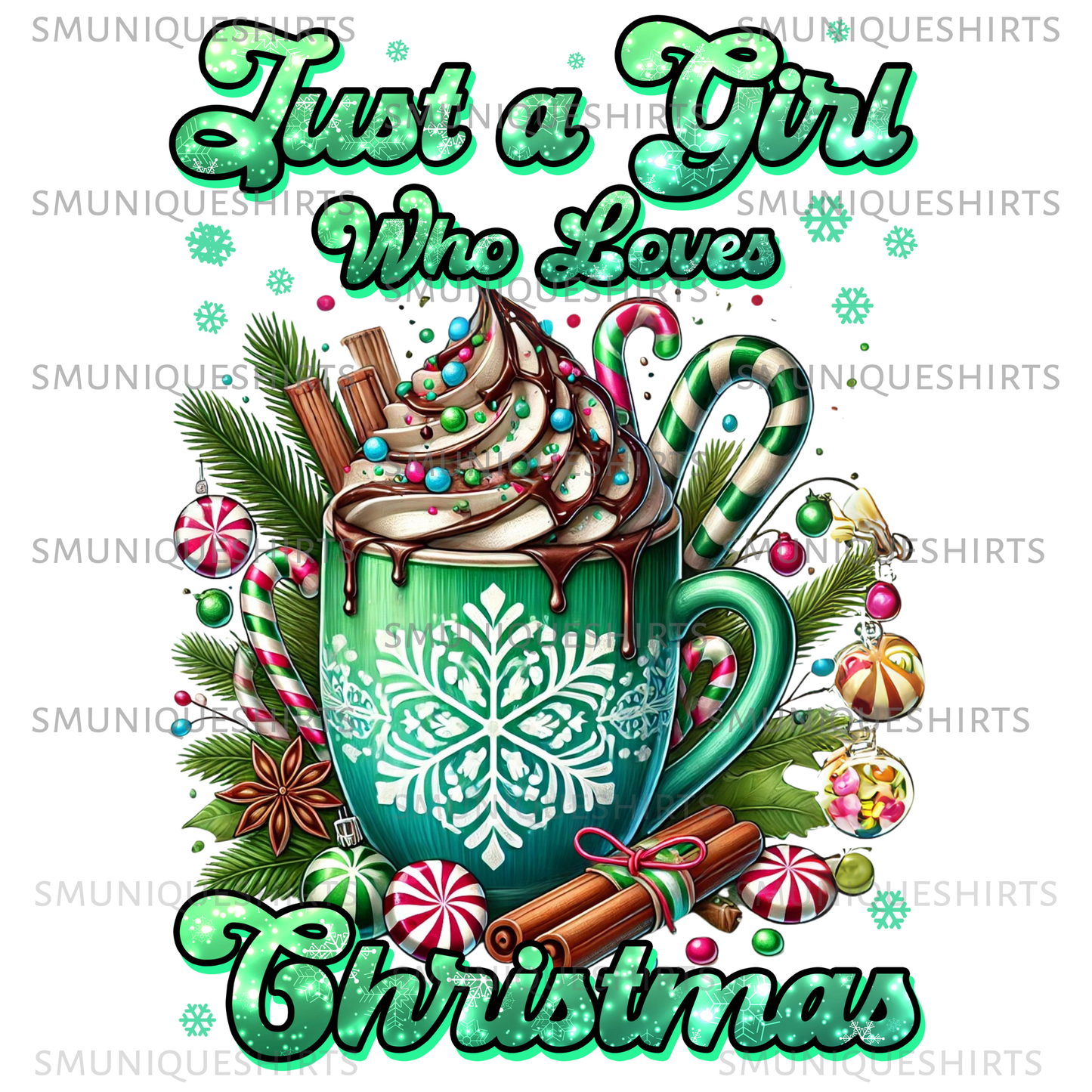 Just a Girl Who Loves Christmas Sweatshirt | Cute Holiday Shirt for Women | Festive Hot Cocoa Graphic Tee | Christmas Gift Idea