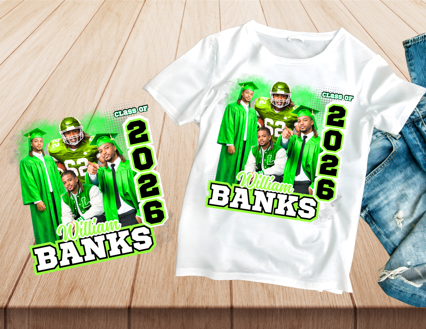 Custom Graduation Photo T-Shirt | Class of 2026 Sports & Color Tee | Personalized Senior Picture Shirt | Custom Grad Party Gift