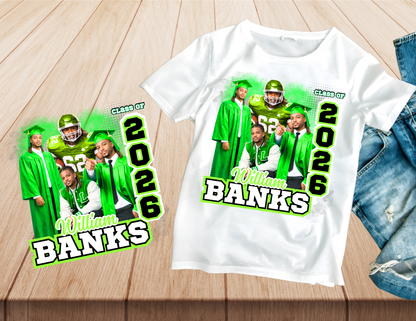 Custom Graduation Photo T-Shirt | Class of 2026 Sports & Color Tee | Personalized Senior Picture Shirt | Custom Grad Party Gift