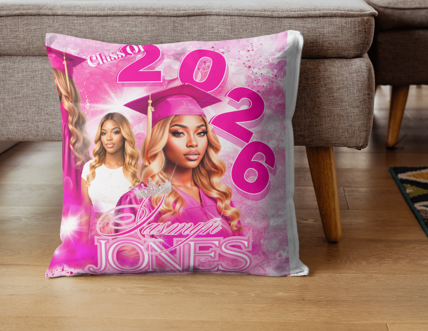 Custom Graduation Photo Pillow | Class of 2026 Senior Keepsake | Football Butterfly Photo Collage Themes | Multi-Theme Double-Sided Cushions | Unique Grad Gift