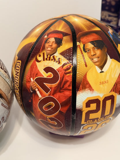 Custom Graduation Basketball | Class of 2026 Senior Sports Gift | Personalized Photo Basketball with Name | Custom School Colors
