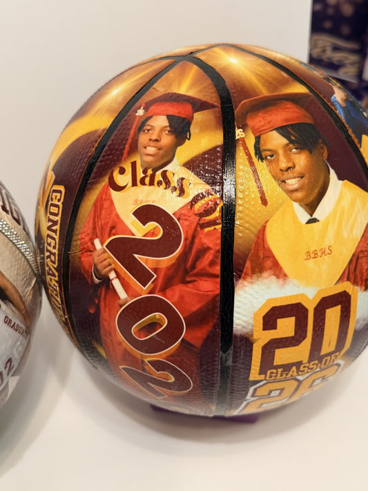 Custom Graduation Basketball | Class of 2026 Senior Sports Gift | Personalized Photo Basketball with Name | Custom School Colors