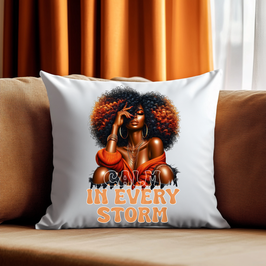 Calm in Every Storm Pillow | Empowering Afrocentric Artwork | Peace & Strength Home Accent | Inspirational Decorative Pillow