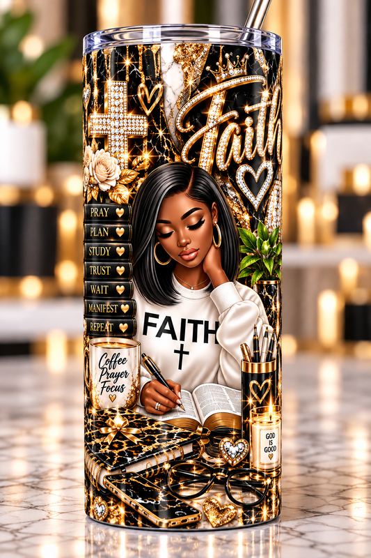 Faith — Black & Gold Marble 20 oz Tumbler
