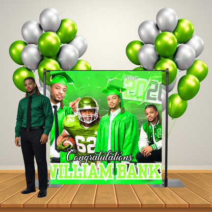 Custom Graduation Backdrop | Class of 2026 Photo Banner | Personalized Party Decorations | Custom Senior Portrait Sign | Sports & Colors