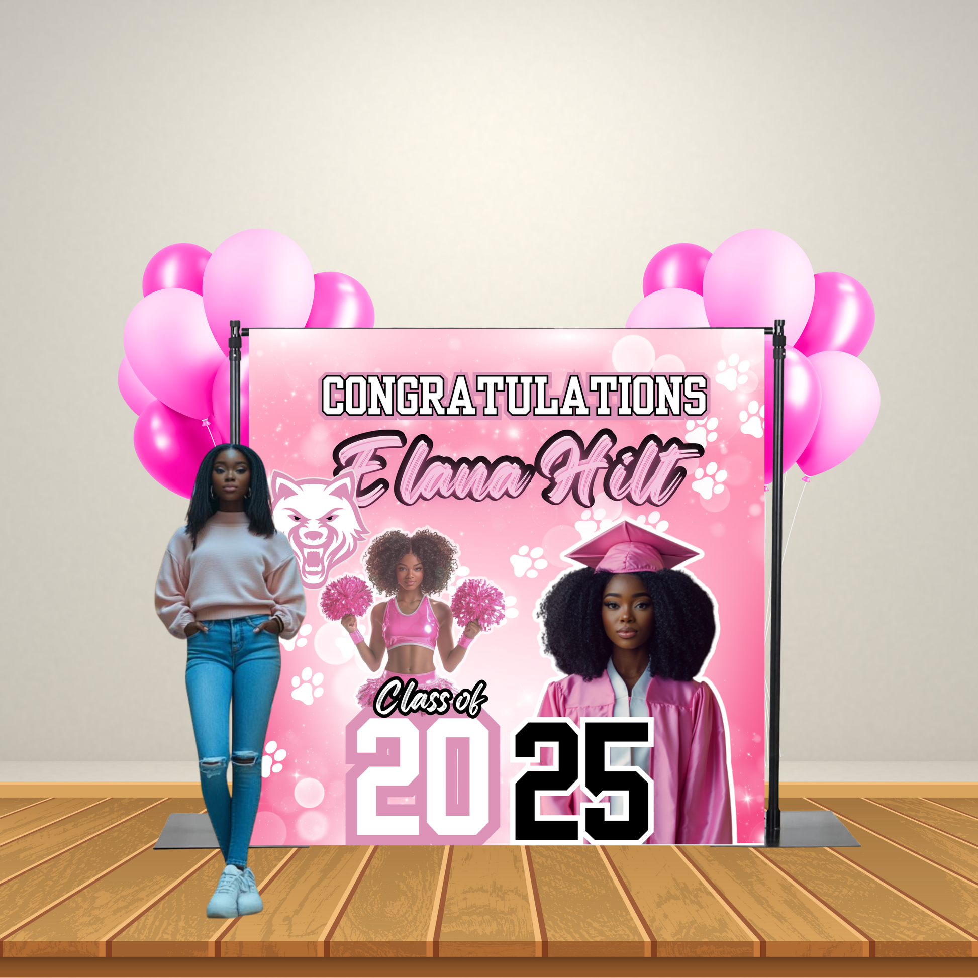 Custom Graduation Backdrop with Pole Pockets | Personalized Photo Backdrop for Graduation Parties & Photoshoots - S & M Unique Shirts, LLC