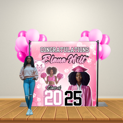 Custom Graduation Backdrop with Pole Pockets | Personalized Photo Backdrop for Graduation Parties & Photoshoots - S & M Unique Shirts, LLC