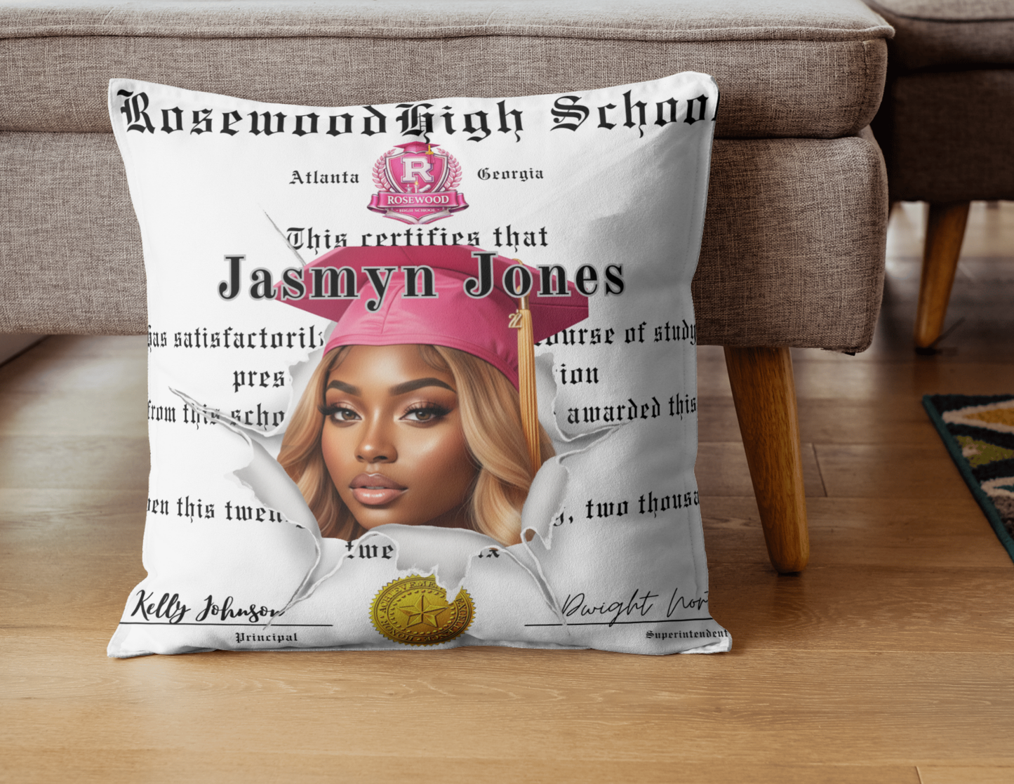 Custom Graduation Photo Pillow | Class of 2026 Senior Keepsake | Football Butterfly Photo Collage Themes | Multi-Theme Double-Sided Cushions | Unique Grad Gift