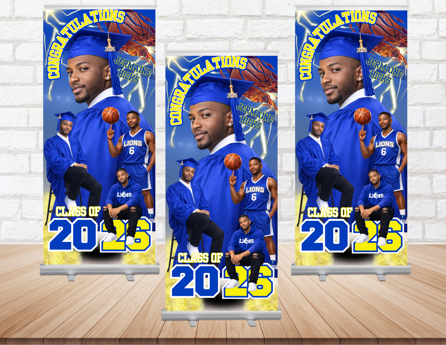 Custom Graduation Retractable Banner | Class of 2026 Party Decor | Sports & Butterfly Themes | Personalized Senior Photo Sign | 4x6 Roll Up