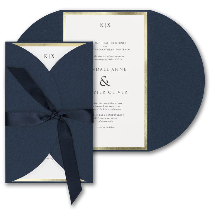 Decorative Treasure Wedding Invitation Suite | Black or Navy Wrap